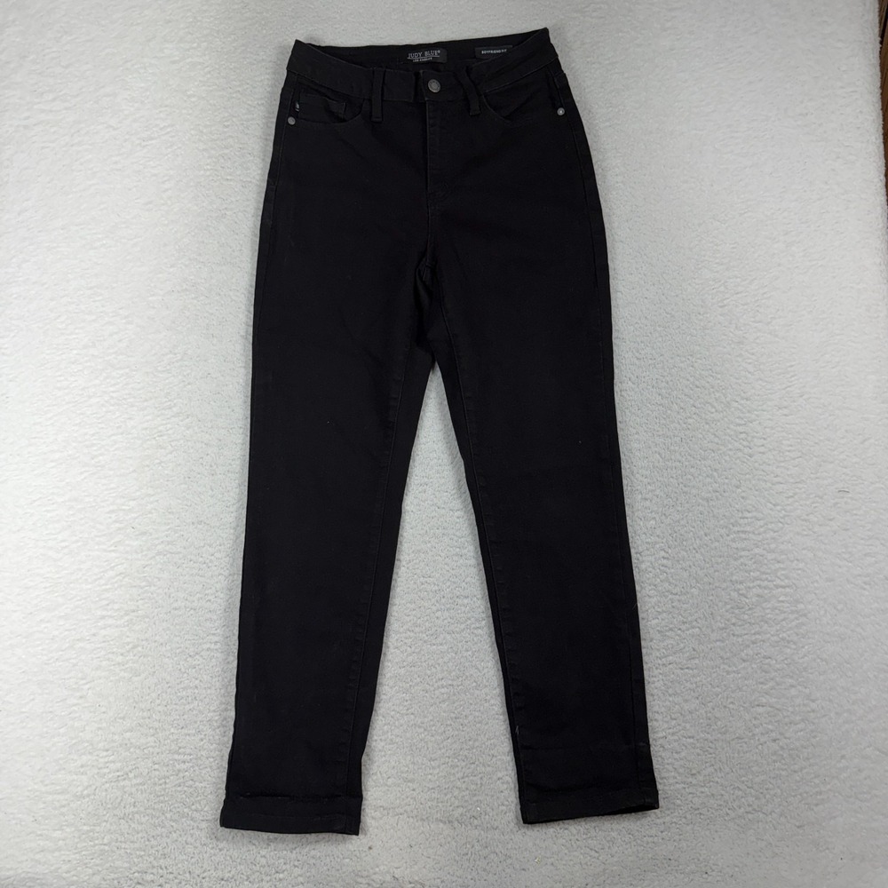 Judy Blue Jeans Womens 3/26 (27x26) Black Denim Boyfriend Fit Casual Stretch